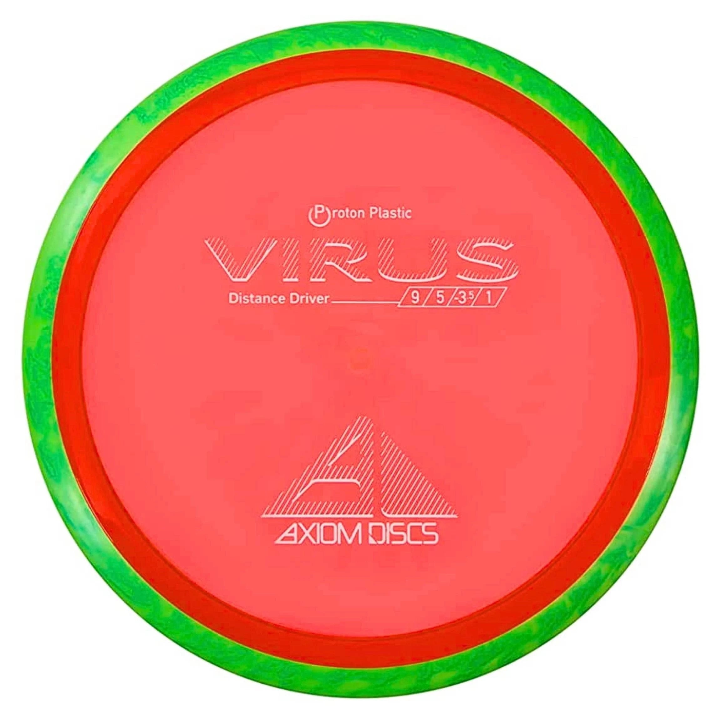 Red and green disc with VIRUS text.